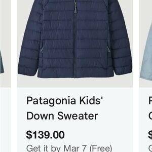 Patagonia Kids’ Blue Down Sweater Jacket